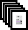 Americanflat 5.5x6.5 Picture Frame with Plexiglass - Set of 5 - Use as 2.5x3.5 Frame with Mat or Display 5.5x6.5 Photo Without Mat - Galleria Collection - Picture Frames for Tabletop or Wall - Black