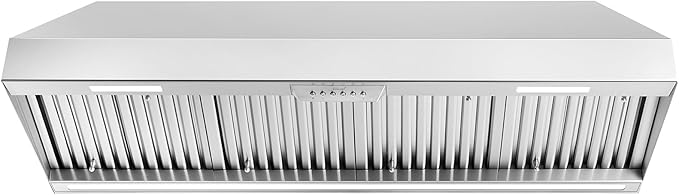 Akicon 54 Inch Range Hood Insert with Heater Sensor, 1200 CFM Ultra-Quiet Stainless Steel Ducted Vent Hood Insert with 4 Speed Fan, Dimmable LED Lights and Dishwasher Safe Filters