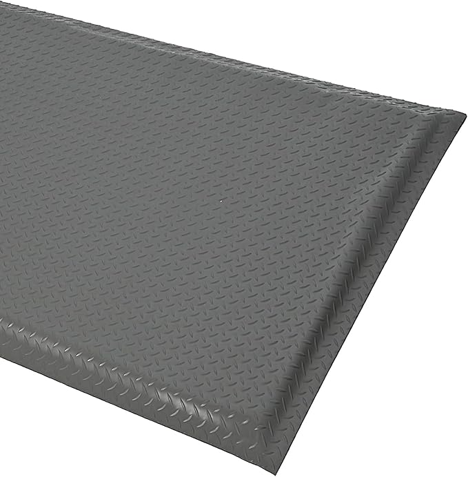 Anti Fatigue Mats Industrial 3' x 6' 15/16" Thick Ergonomic Standing Mat Commercial Kitchen Mat Heavy Duty Diamond Plate Cushioned Shop Floor Mats Helps Relieve Back and Leg Soreness, Grey