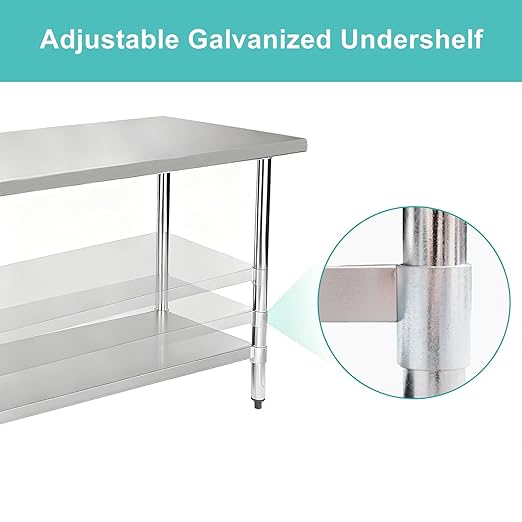 COOLCHEF Stainless Steel Work Table 18 x 30 Inch, NSF Commercial Prep Table with Undershelf, Heavy Duty Food Prep Workstation