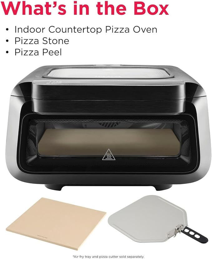 Frigidaire Electric Indoor Pizza Oven – Reach Temperatures of 700°F – Stone Bake 12” Pizzas in Minutes – Portable Countertop Oven with Air Fry and Bake. Peel Included Model FRPO100B