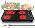 4 Burner Electric Cooktop,7200W Built-in & Countertop 30 inch stove top with 9 Power Levels, Child Safety Lock & 99 mins Timer, 30 inch Electric Cooktop 220-240V (No Plug)