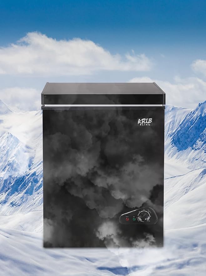 3.5 Cu.Ft Chest Freezer 7 Gears Temperature Control(-4°F to 6.8°F), Deep Compact Freezer with a Removable Basket, for Kitchen, Garage, Basement, Black