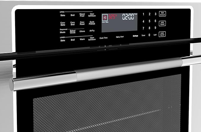 Empava 30 inch Built-In Electric Double Wall Oven, 10 Cu. ft. Capacity, True Convection, Air Fry, Self-Cleaning, Screen Touch Control