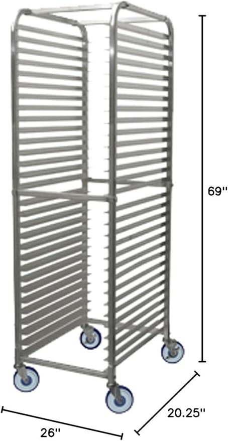 Winco Aluminum Sheet Pan/Bun Rack, 2" Spacing with Brake, 30 Tier