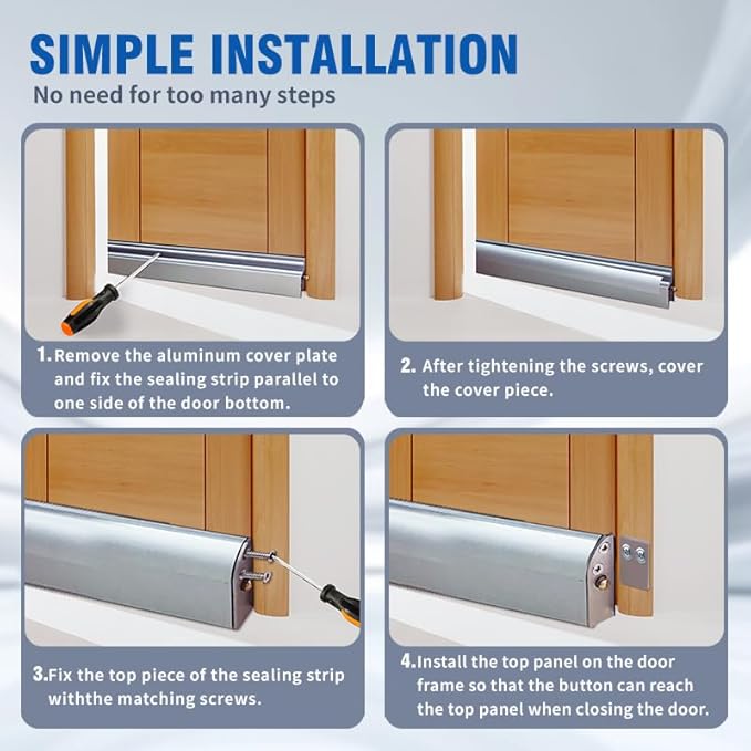 Automatic Door Sweeping Bottom Aluminum Alloy 36-inch Surface Mount Type - Suitable for Door Bottom Sealing Sound Insulation Windproof Dustproof Light Blocking and Small Animal Prevention