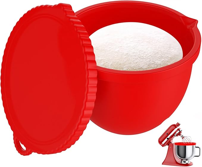 Silicone Bowl Liner for 5 Qt Tilt-Head Stand Mixers - Reusable Kitchen Mixing Bowl Insert, Flexible Easy-Release Liners for Baking (Red)