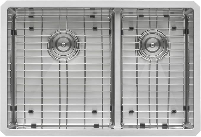 Ruvati 28-inch Low-Divide Undermount Tight Radius 60/40 Double Bowl 16 Gauge Stainless Steel Kitchen Sink - RVH7255