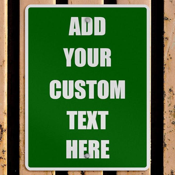 Aluminum Weatherproof Metal Sign Multiple Sizes Custom Personalized Text Here Green White Directions Vertical Street 9x12Inches