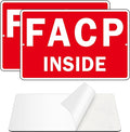 FACP Sign, (2 Pack) Self Adhesive FACP Inside Signs, Rust Free and Reflective Aluminum Metal Sign Sticker for Door (9 x 6 inches, Red/White)