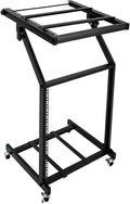 9U/12U/16U DJ Mixer Stand Adjustable Rack, Rack Mount Mixer Case Stand Studio Equipment Cart Stage Amp DJ Rolling (12U)