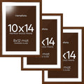 Homeforia 10x14 Brown Picture Frame, High End Dark Oak 10x14 Walnut Poster Frame with Mat 8x12, 10 x 14 Wooden Frame Matted to 8 by 12 inch Photo, 14x10 Thin Frames, Tempered Glass, Wall Kit, Set of 3