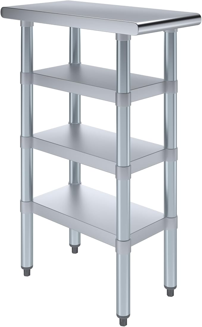 24 in. x 12 in. Stainless Steel Work Table with Three Bottom Shelves | NSF Kitchen Prep Table | Utitly Metal Table