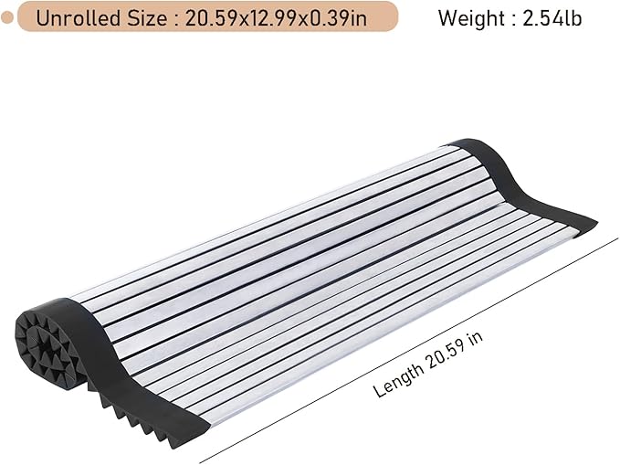 304 Stainless Steel Rollable Cutting Board – Space-Saving Over-the-Sink Workstation for RVs and Small Kitchens – Rust-Proof Heat Resistant Dishwasher Safe Non-Slip Multi-Use Prep Mat (20.6" L x 13" W)