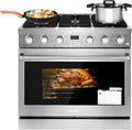 VEVOR Gas Range Oven, 36 Inches Width, Freestanding Stainless Steel Stove and Oven with 6 Sealed Cooktop Burners, Easy Reach Racks, Halogen Light, 6.0 Cu. Ft. Capacity, for Home Apartment Kitchen