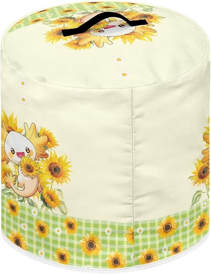 Xoenoiee Axolotl Daisy Sunflower Pattern Kitchen Appliance Dust Covers with Pockets, Electric Pressure Cooker Cover for 8qt Compatible with Crock Pot, Rice Cooker Cover, Large