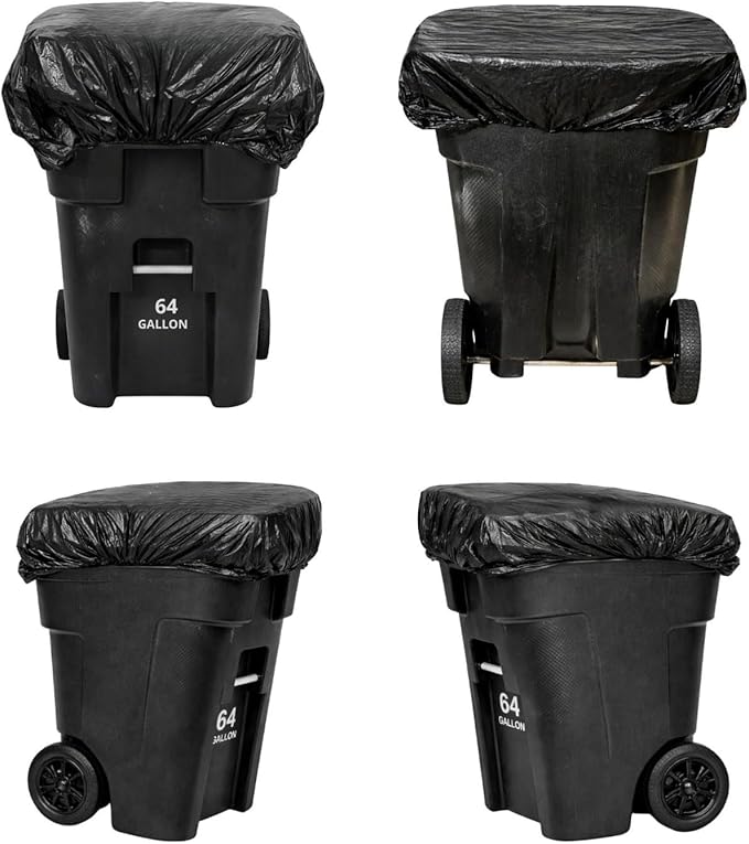 Outdoor Trash Can Cover Odor Eliminating Bag with Elastic Band Lemon Scented Durable 64 Gallon 3 Pack
