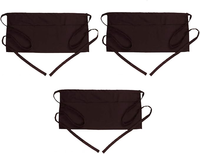 BOHARERS Waist Apron with 3 Pockets - Black Waitress Waiter Server Short Aprons