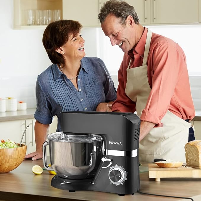6.5 Quart Electric Mixer, 6+1 Speed 660W Tilt-Head Kitchen Food Mixers with Whisk, Dough Hook, Mixing Beater & Splash Guard for Baking, Cake, Cookie, Kneading, ETL Certified (Black)