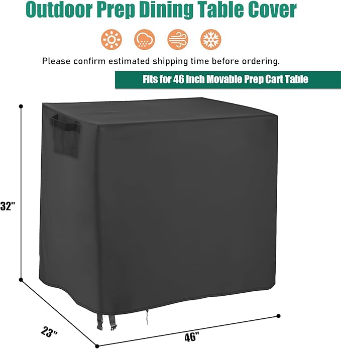 Outdoor Prep Table Cover,46 inch Waterproof Outdoor Grill Cart Cover Pizza Oven Table Cover,Patio Rectangle Furniture Cover - 46 x 23 x 32 Inch