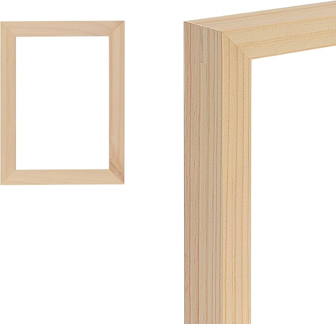 Creative Mark Ambiance Unfinished Deep Gallery Frame, 5x7" Open Back Natural Wood Frames for Canvas and Mounted Artwork, 3/4" Face, 1-1/4" Deep, No Glass or Backing