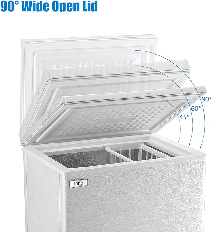 Chest Freezers Compact Mini Deep Freezer WANAI 3.5 Cu.Ft Free-standing Top Door Room Dorm Office Garage Freezer with 7 Adjustable Temp Control Removable Basket for Apartment Basement Business