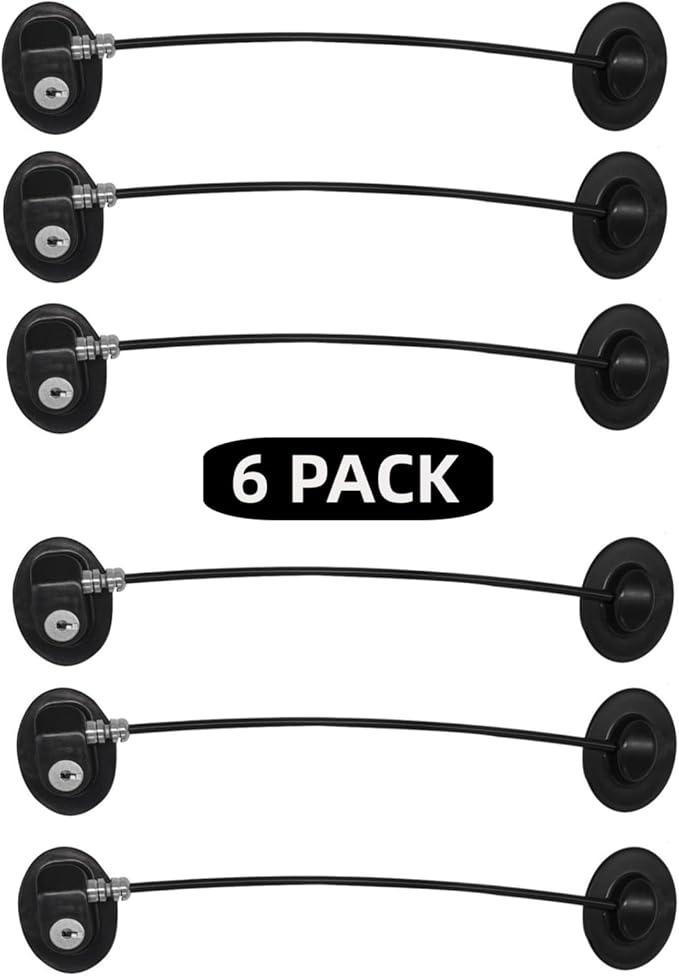 Refrigerator Door Lock, File Drawer Lock, Freezer Door Lock and Child Safety Cabinet Lock by REZIPO Black (6)