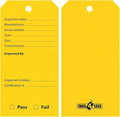 Tags 4 Less Backflow Preventer Inspection Tags – 2 5/8" x 5 1/4" Maintenance Record Label for Backflow Test, Waterproof Heavy Duty Vinyl Plastic for Record-Keeping (Yellow, Pack of 100)