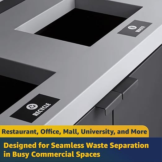 2-Stream Dark Gray Steel Garbage Recycling Station with Tray Holder 86 Gallon for Kitchen, Commercial Decorative Compost Bin