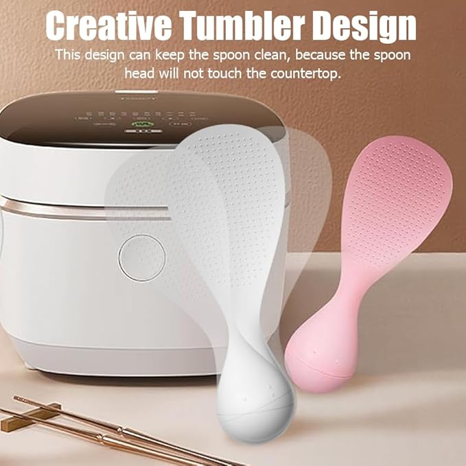 Tumbler Anti-Stick Plastic Rice Spoon,Creative Stand Up Non Stick Rice Spoon Scooper Spatula,Rice Cooker Practical Spoons Kitchen Utensils for Salads Mashed Potato
