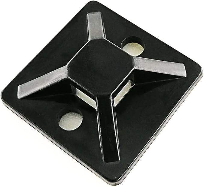 HS Cable Tie Mounts Self Adhesive with Screw Hole Zip Wire Tie Mounting Base Holder (100 Pack) Squares 1x1 Inch,Black