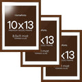 Homeforia 10x13 Brown Picture Frame, High End Dark Oak 10x13 Walnut Poster Frame with Mat 8.5x11, 10 x 13 Wooden Frames Matted to 8 by 10 inch Photo, 13x10 Frames, Tempered Glass, Wall Kit, Set of 3