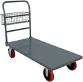 Flatbed Platform Cart 3300LB Industrial Dolly Cart Heavy Duty 48” x 24” Platform Hand Truck Push Cart Super Heavy Duty Diamond Plate Flatbed Cart 8'' Swivel Wheels Moving Cart w/Basket