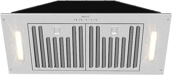 Akicon 30 Inch Range Hood Insert, Ultra Quiet Stainless Steel Ducted Insert/Built-in Kitchen Vent Hood with Powerful Suction, LED Lights and Dishwasher Safe Filters, 3-Speeds 600 CFM