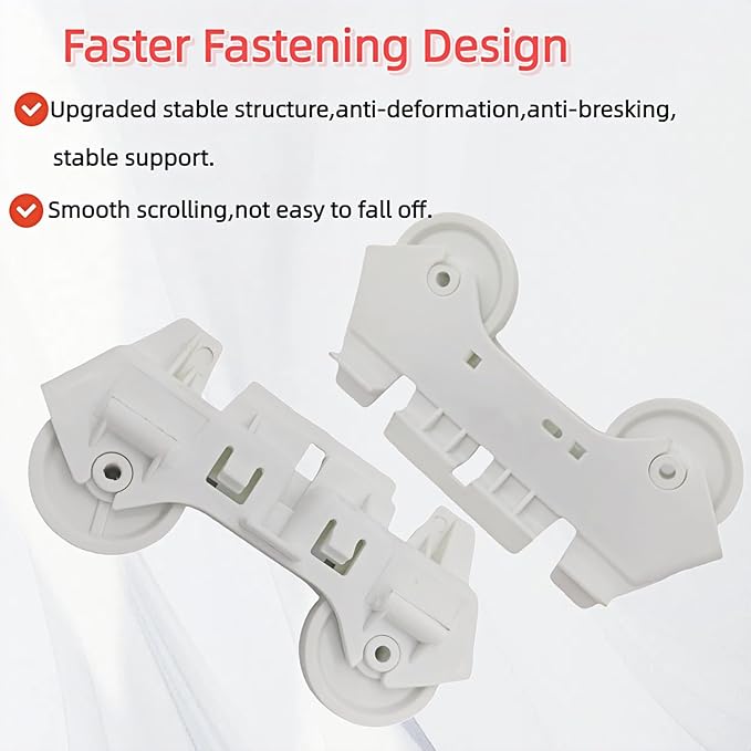 Lower Dishrack Wheel Replacement Kit (4-Pack) - WPW10082868 W10082868 Compatible with Whirlpool Maytag KitchenAid Dishwashers | Easy Snap-On Installation, Smooth Quiet Rolling