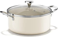 Redchef Ceramic Stock Pot with Lid, Soup Pot for All Stoves, 5 Qt Induction Cooking Pot for Soup Nonstick, Even Heating, Stay-Cool Handles, Oven/Dishwasher Safe, PTFE PFAS Free (Beige)
