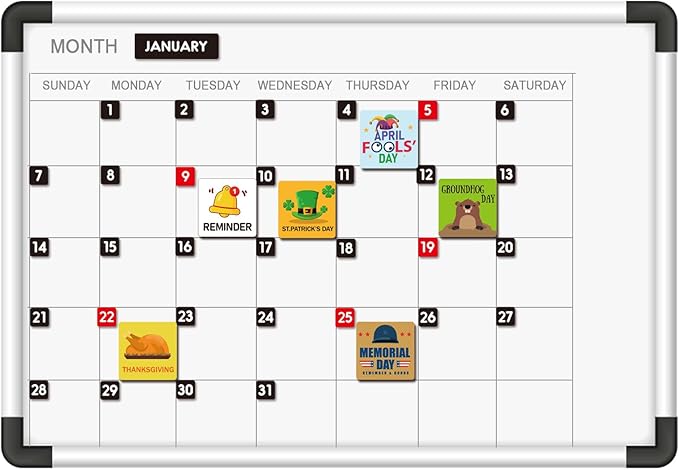 Double-Sided Magnetic Numbers and Months for Dry Erase Calendar Whiteboard, Calendar Magnets for Magnetic Whiteboard and Refrigerator Calendar(0.55”x0.55”)