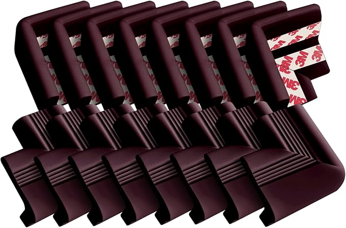 Baby Proofing Corner Guards 16 Pack Brown, Extra Thick Foam Edge Protectors for Table and Furniture, Pre-Taped Adhesive Bumpers, Heavy-Duty Safety for Kids and Toddlers