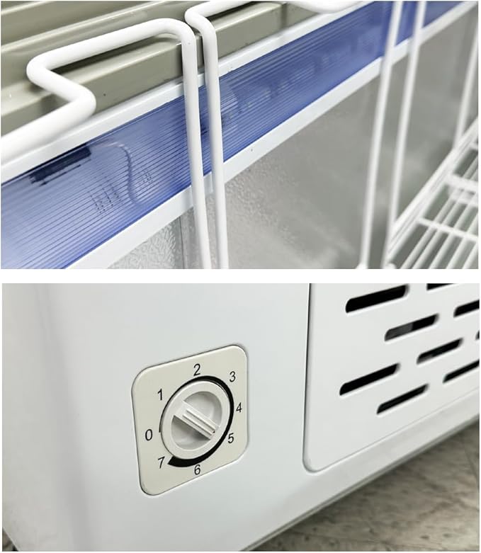 Chest Freezer Glass Door sliding Commercial Ice Cream Freezer 72" White Curve Display Top w/Storage Baskets 19 Cu.ft sd651s