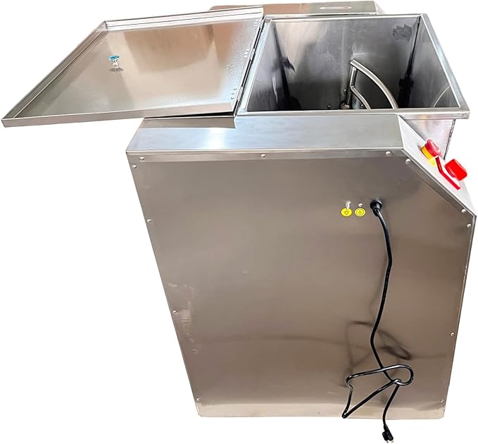 Commercial Dough Mixer 50KG/110LB, 3000W Heavy Duty Electric Flour Kneading Machine with Safety Stop-on-Open Lid & 90° Tilt Bucket, 110V for Restaurant Bakery