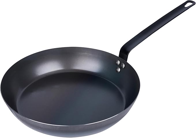 Restaurantware-Met Lux 13 Inch Fry Pans, 6 Lightweight Frying Pans - Induction-Ready, Triple-Riveted, Black Carbon Steel Cooking Skillets, Durable, For Searing, Sauteing, And Browning Food