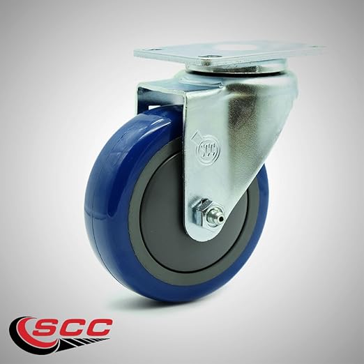 Service Caster Brand Replacement Caster for Uline Caster H-7448S - Stainless Steel Swivel Top Plate Caster with 4 Inch Blue Polyurethane Wheel - Fits Carts and Platform Trucks H-3352