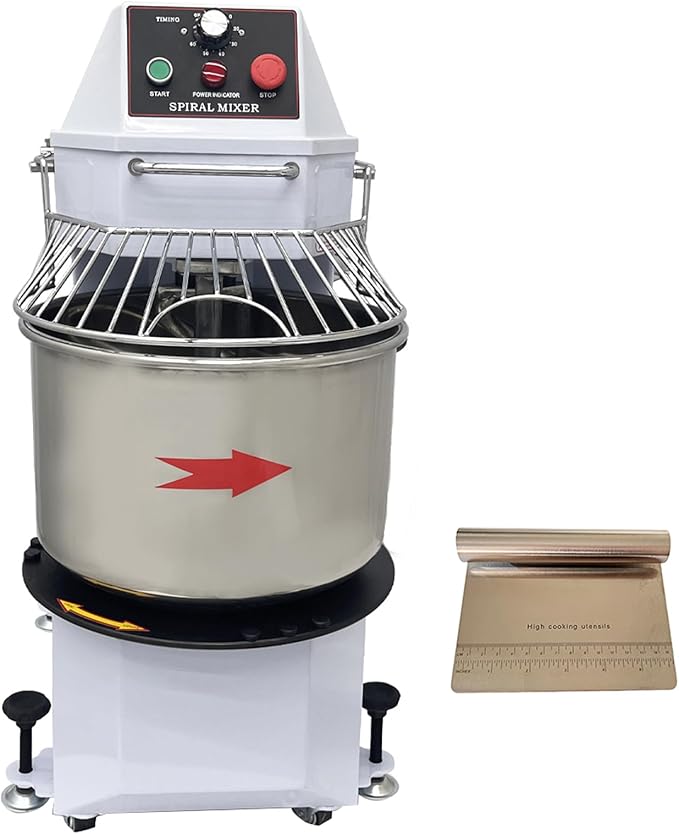 TECHTONGDA 20L Commercial Dough Mixer 110V Dual Rotating Dough Kneading Machine, Electric Food Mixer Machine with Detachable Stainless Steel Bowl and Safety Shield, for Restaurant Pizzeria
