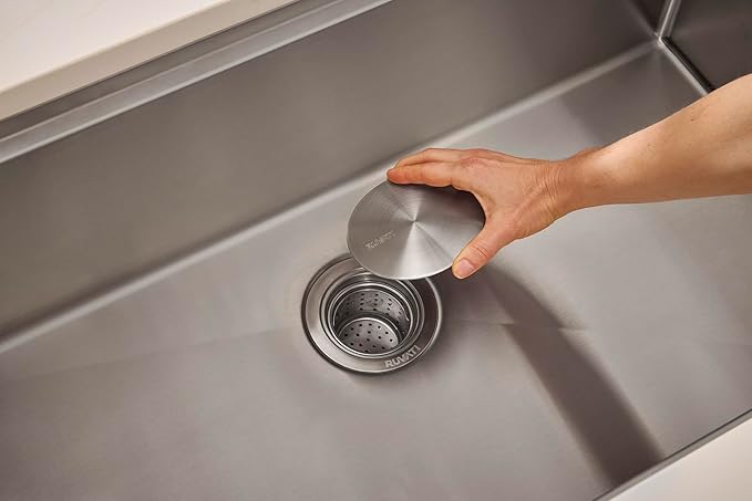 Ruvati 33-inch Round Corner Undermount 16 Gauge Stainless Steel Workstation Kitchen Sink Single Bowl – Soundproof Multifunction Chef Sink with Cutting Board & Accessories – RVH8303