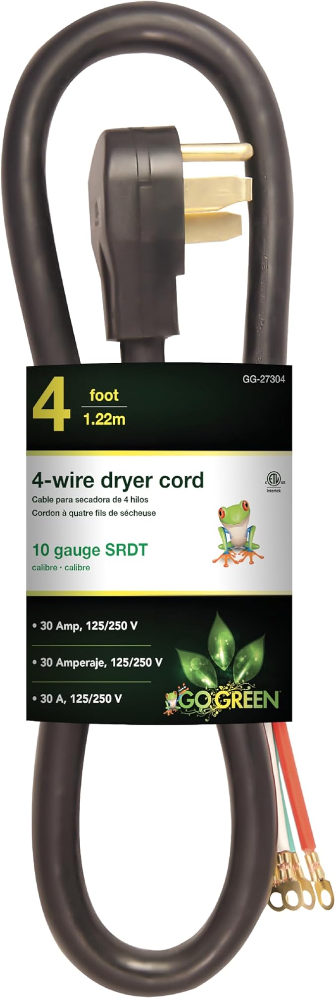 Go Green Power GG-27304 4' 4 Wire Dryer Cord, 30 Amp