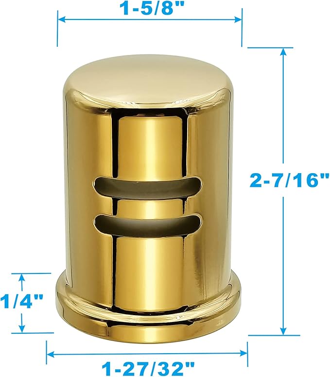 Dishwasher Air Gap Cover only, Skirted, Replacement air gap dishwasher,Solid Brass, Polished Brass Finish