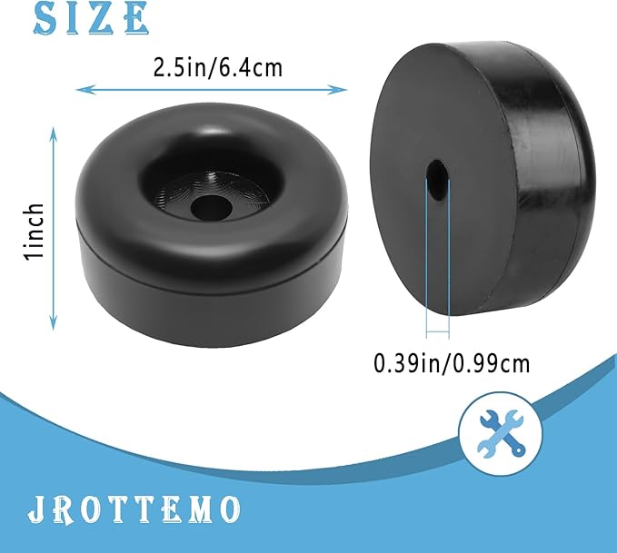 4 Pack 2.5"Round Rubber Trailer Bumpers Compatible with trailer door bumper, Air Compressors, Pumps,Generators, Pressure Washers, With Screw Kits