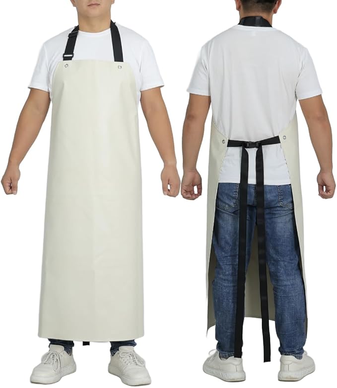 Thick Rubber Apron, Waterproof Apron Butcher Heavy Duty Chemical Resistant Adjustable Work Apron
