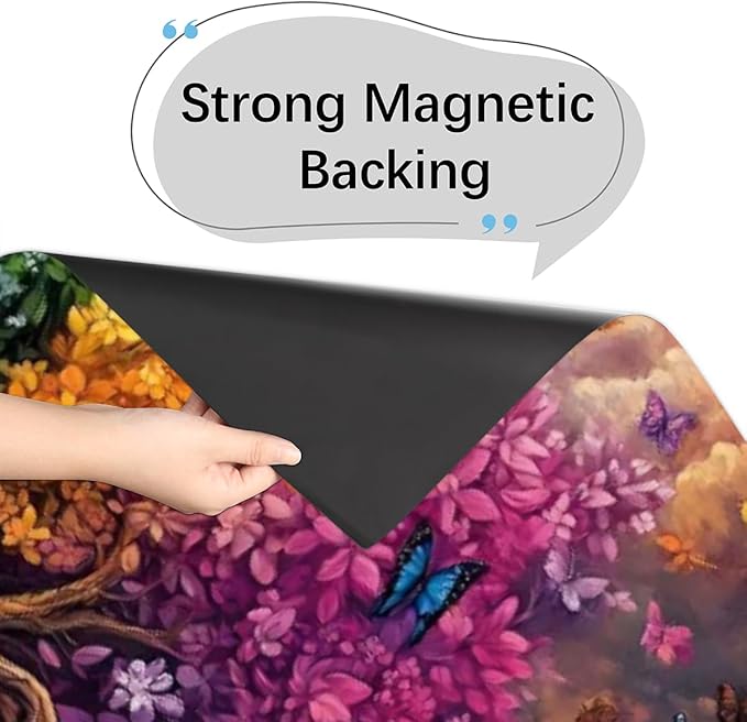 Colorful Tree Butterflies Dishwasher Magnet Cover, Reusable Refrigerator Panel Stickers Microwave Front Door Covers Magnets for Kitchen Home Appliances Holiday Party Decorations 23 X 26 in