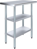 AmGood Stainless Steel Work Table with 2 Shelves | NSF | Metal Utility Table (30" Long x 18" Deep)